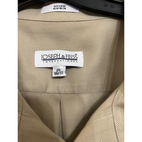 Joseph & Feiss Mens Tan 20 36/37 Long Sleeve Button Down Dress Shirt Non Iron - Picture 2 of 3